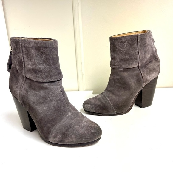 Rag & Bone Newbury Women's Suede Ankle Boots Stacked Heel Gray Bootie boho 6.5M - Picture 3 of 11